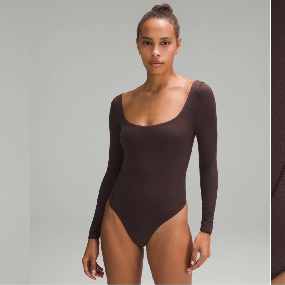 lululemon Espresso Nulu Square-Neck Long Sleeve Bodysuit - Picture 1 of 4